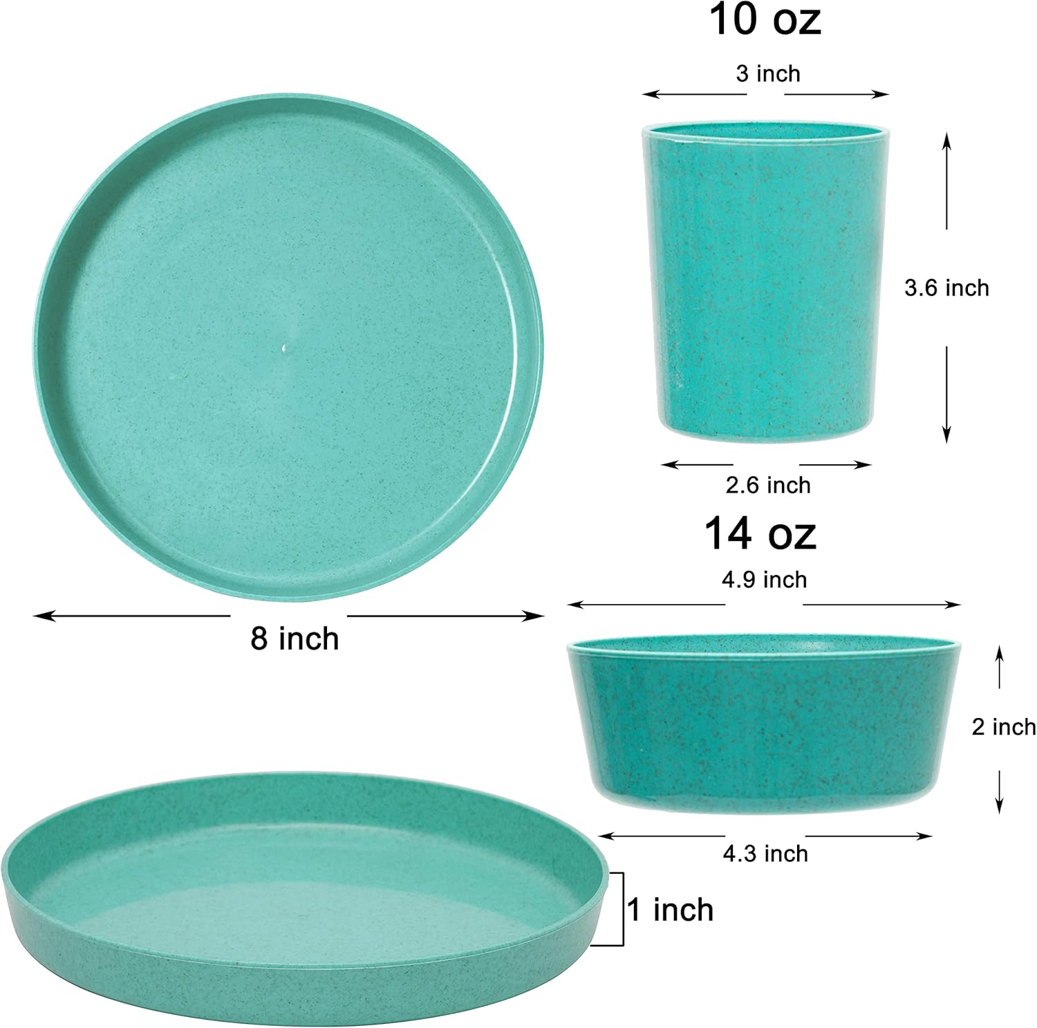 Youngever Bamboo Plastic Kids Dinnerware Set (15pcs Bowls, Plates, Cups)