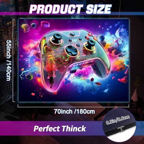 2PCS (Large & Mini) Gaming Area Rug Teen Boys Carpet, 3D Gamepad Colorful Game Controller Design for Video Game Playroom, Boys Girls Bedroom, Living Room (Gamepad Shape 63