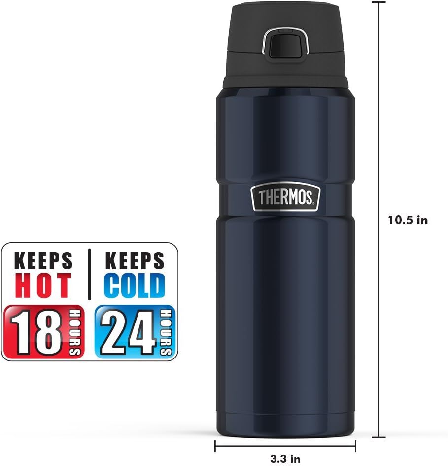 THERMOS Stainless King Vacuum-Insulated Drink Bottle, 24 Ounce, Midnight Blue