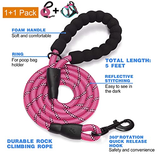 tobeDRI No Pull Dog Harness Adjustable Reflective Oxford Easy Control Medium Large Harness with A Free Heavy Duty 5ft Leash