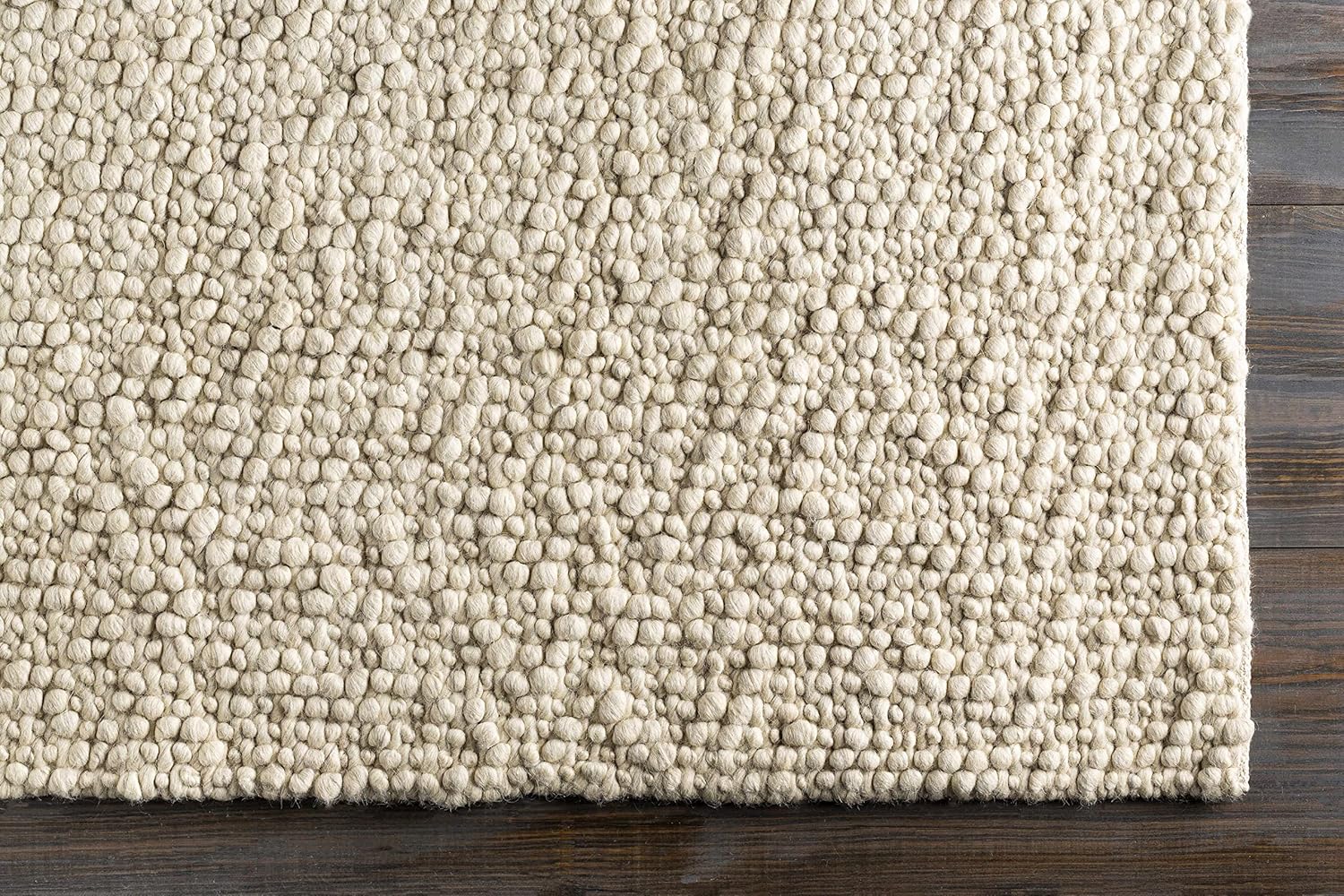 Hauteloom Penmaenmawr Boho Natural Fibers Farmhouse Living Room Bedroom Wool Area Rug - Neutral Handmade Bohemian Carpet - Brown, Cream - 5' x 7'6