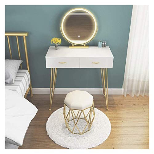 Luxury Dressing Vanity Table w/Stool for Bedroom, Dressing Table Bedroom Nordic Modern Minimalist Net Red Ins Wind Makeup Table Small Mini Light Luxury(Style 5)