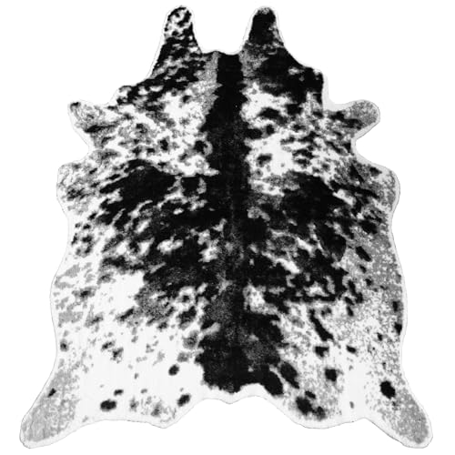 MustMat Faux Cowhide Rug Cow Print Rug Western Cowhide Area Rugs for Living Room (Black and White, 5.2ft x 6.6ft)