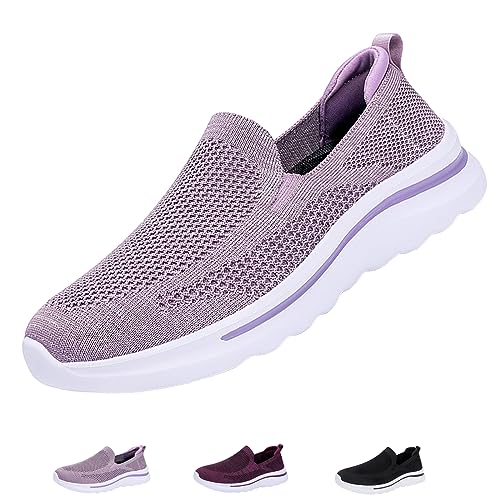 Women's Slip On Mesh Casual Walking Sneakers Comfortable Breathable Soft Sole Non-Slip Running Jogging Shoes