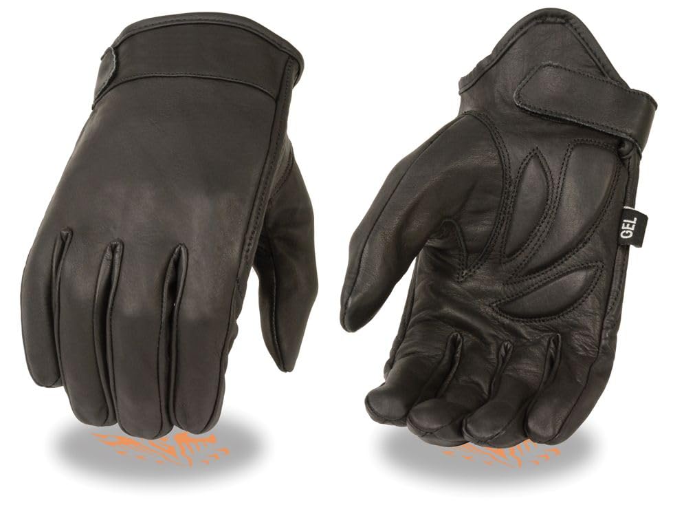 Milwaukee Leather Men’s Black Leather Waterproof Cruiser Gloves with Gel Palm - MG7522