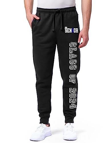 Seniors Class of 2024 Men's Unisex Sweatpants Jogger (L, Black)
