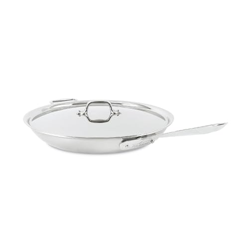 All-Clad D5 5-Ply Brushed Stainless Steel Fry Pan With Lid, 14 Inch, Compatible With Any Stovetop Including Induction, Oven Broiler Safe 600F, Pots and Pans, Frying Pan, Skillet, Cookware, Silver
