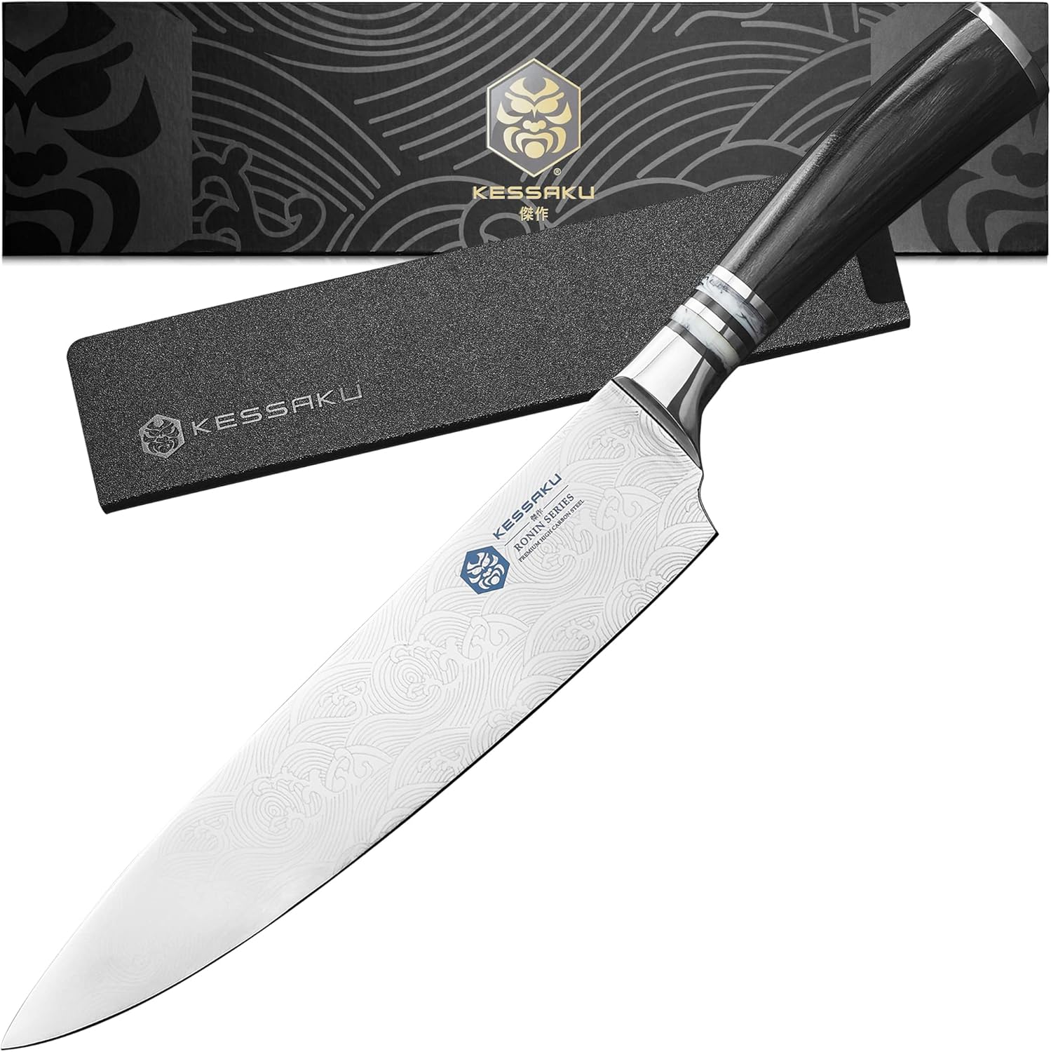 8-Inch Chef Knife - Ronin Series - Forged High Carbon 7Cr17MoV Stainless Steel - Pakkawood Handle with Blade Guard