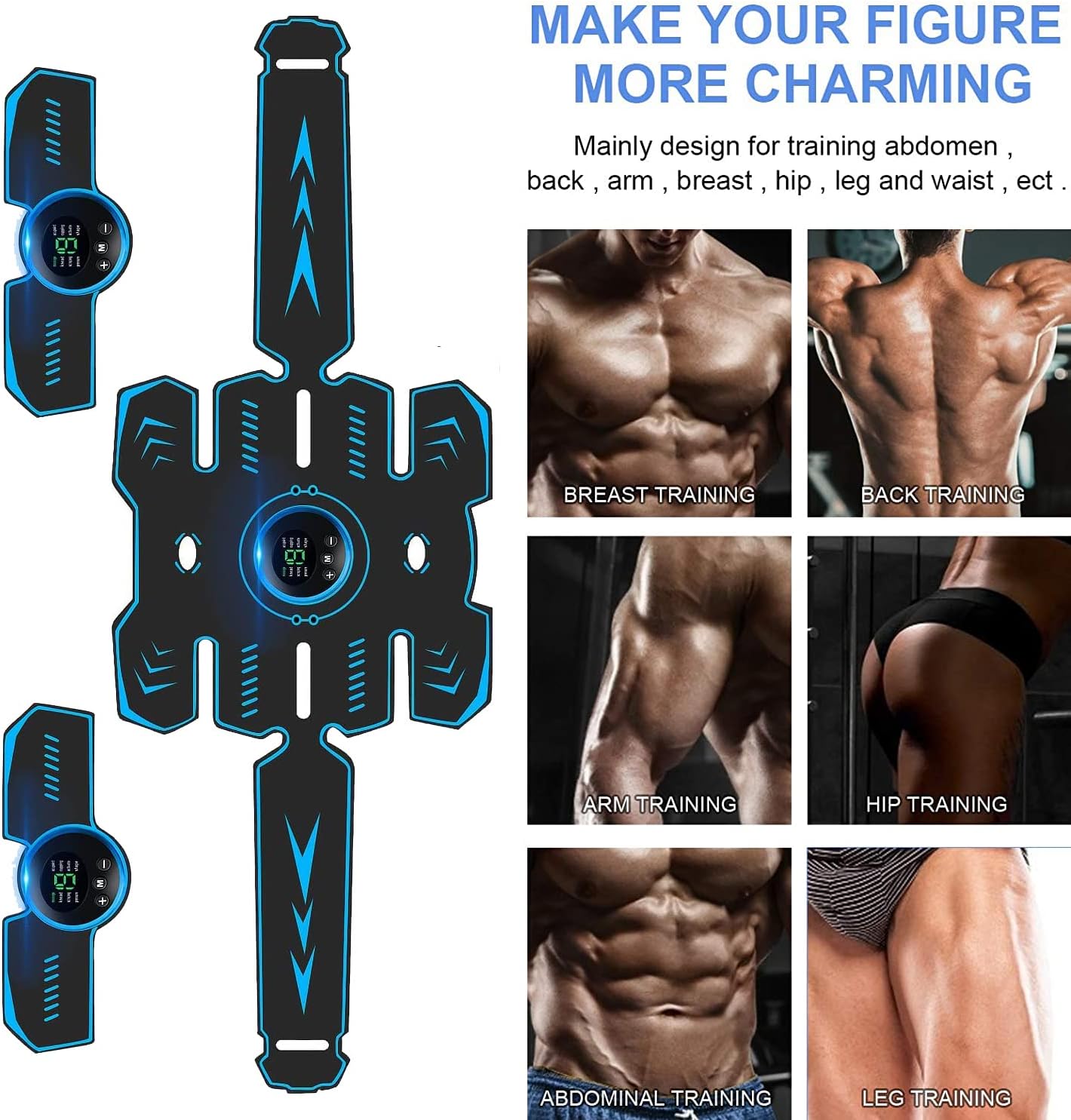 UMATE EMS Muscle Stimulator, Ab Stimulator Belt, Waist Trainer for Woman/Man, Abs Workout Equiptment for Your Home Gym Exercise Gear for Abdomen/Arm/Leg Black