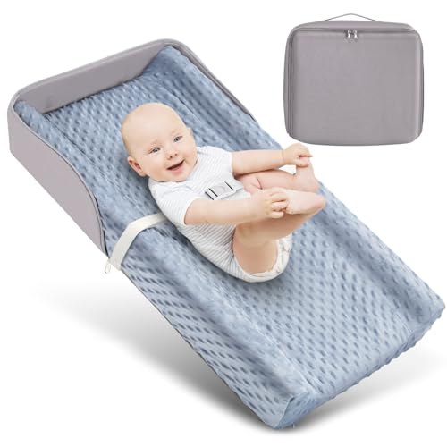 Portable Baby Diaper Changing Pad with Soft Cover & Handle, Waterproof Lining Foam Contoured Changing Table Pad for Dresser, Prefect Gift for Travel Outdoor (32”×16”)