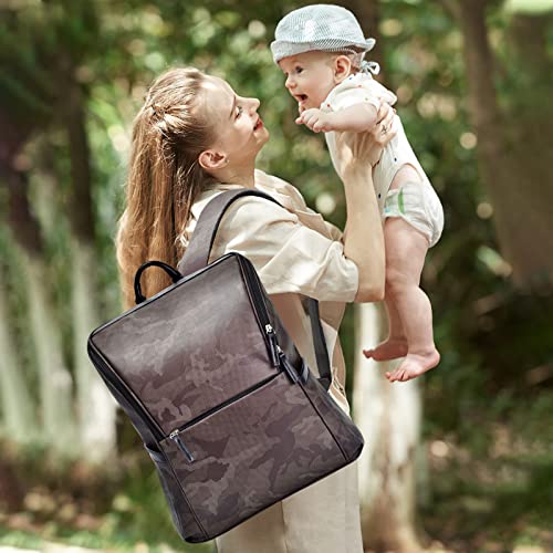 Camo Baby Changing Bag Backpack,Large Capacity Waterproof Travel Diaper Bag Nappy Changing Bag Mommy Bag Multifunctional with Changing Mat & Stroller Straps for Mom & Dad(Black)