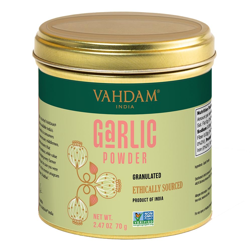 VAHDAM, Garlic Granules (2.47oz) 100% Raw Granulated Garlic (Allium Sativum) from India | Non GMO, Gluten Free, Dried Garlic | Aromatic & Pungent | Direct from Source