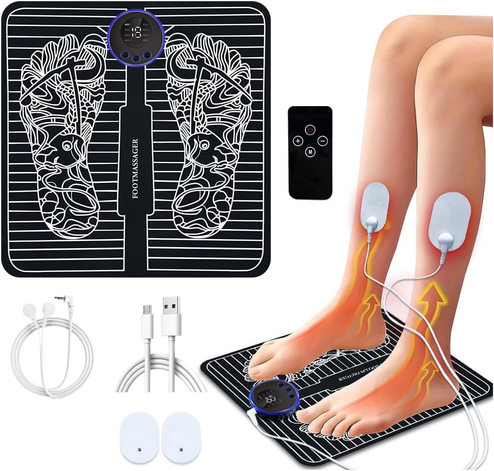 EMS Foot Massage Mat Foot Stimulator Pad Relieves Plantar Pain, and Supports Muscle Relaxation & Pain Relief Foot Massager with Remote Control