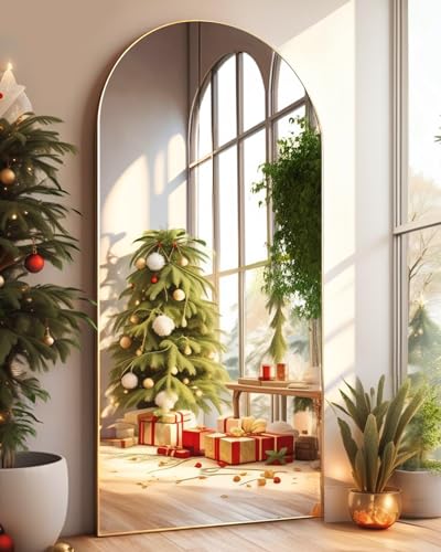 Arched Full Length Mirror, Floor Mirror with Stand, 30