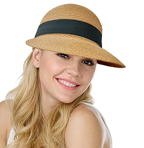 Women's Wide-Brim-Sun-Hats for Women Sun-Visor-Caps Summer Foldable-Beach-Sun-Hat Caps(Size:56cm/22.04inch)