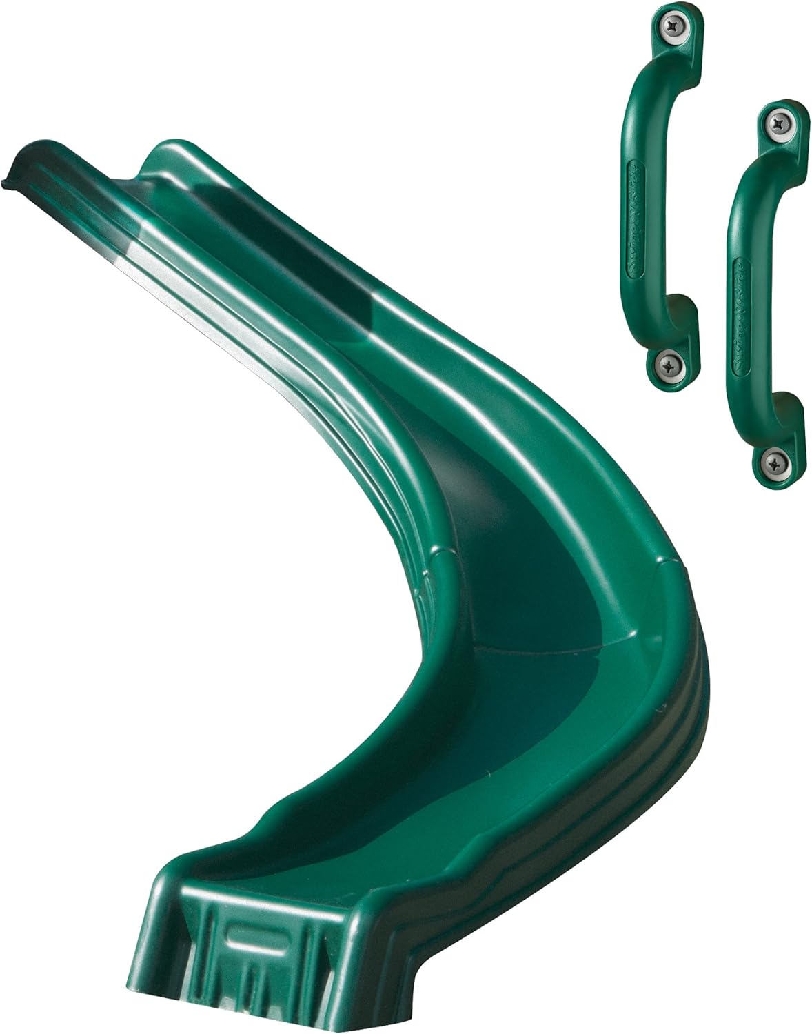 Swing-N-Slide WS 8338 Side Winder Curved Plastic Slide for 4' Decks with Safety Handles, Green