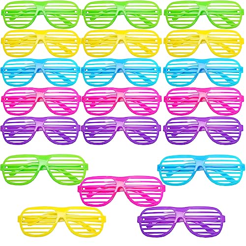 20 Pairs Shutter Shades Glasses Neon Slotted Sunglasses 80s Accessories Eyewear Props