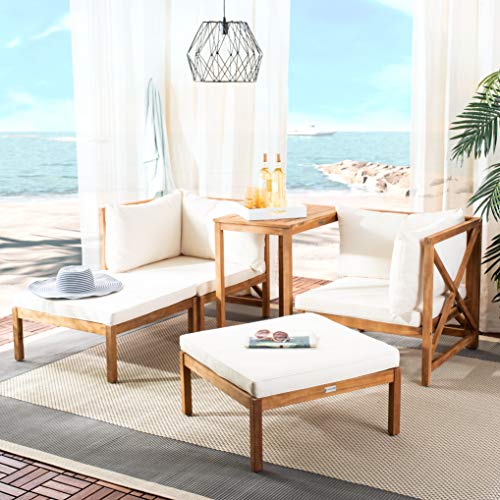 SAFAVIEH Outdoor Collection PAT6762 Patio Set, Ash Grey/Beige