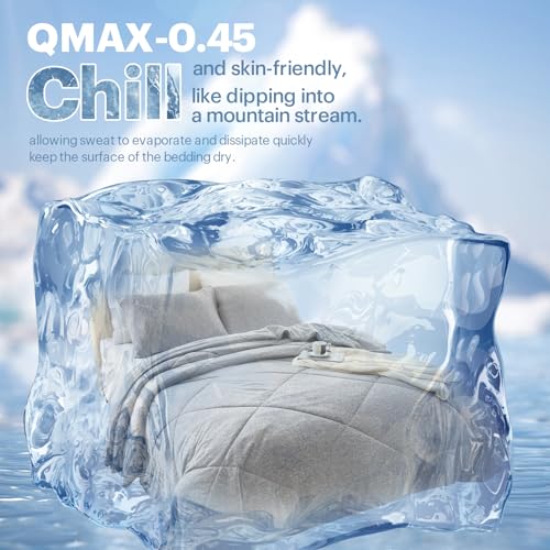 Cooling Comforter King Size, Double-Sided Comforter for King Size Bed Lightweight Cooling Blanket with Q-Max 0.45, Soft Summer Comforter for Hot Sleepers King Blanket, Grey 90