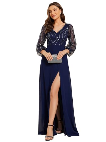 Ever-Pretty Women's Fall Long Sleeve A Line Split Floor Length Evening Dress 02001