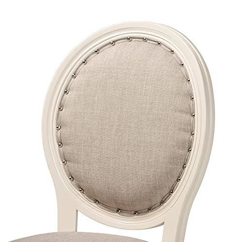 Baxton Studio Louis Fabric Backrest French Inspired Grey Fabric Upholstered and White Finished Wood 2-Piece Dining Chair Set