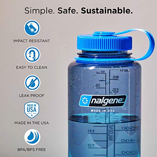 Nalgene Sustain Tritan BPA-Free Water Bottle Made with Material Derived from 50% Plastic Waste, 32 OZ, Wide Mouth, Red