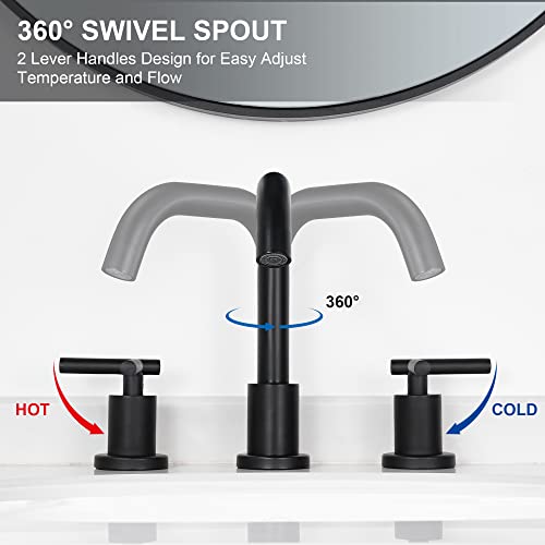 FROPO Waterfall Bathroom Faucets for Sink 3 Hole | Brushed Nickel Bathroom Faucet with Pop-up Drain, 8 Inch Widespread Bathroom Sink Faucet 2-Handles Vanity Faucet with Supply Lines