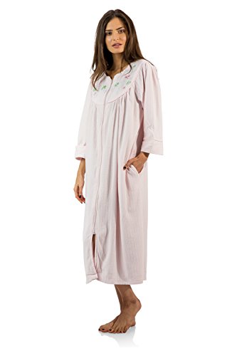 Casual Nights Women's Zipper Front Jacquard Fleece Long Robe Duster