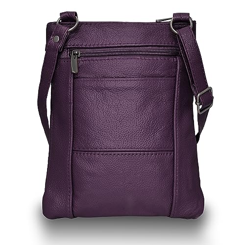 Krediz Women's Crossbody Handbags - Leather Crossbody Bags for Women with 4 Zippers, Soft & Durable leather purses for women