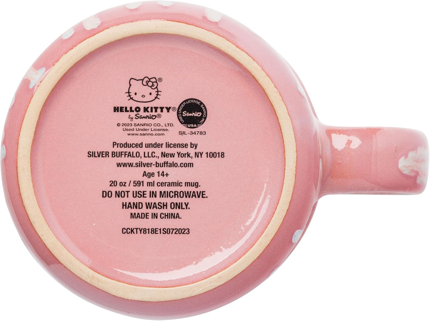 Silver Buffalo Sanrio Hello Kitty Pink Bow Reactive Glaze Ceramic Camper Mug, 20 Ounces