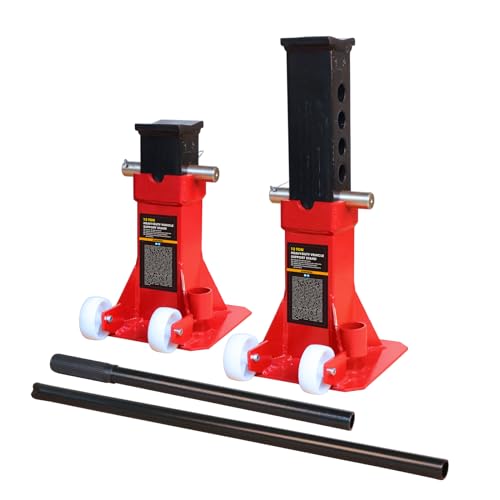 TCE ATZ220005U Torin Heavy Duty Car Jack Stand with Lock, 22 Ton (44,000 lb) Capacity, Red, 1 Pair