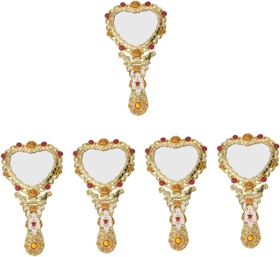Housoutil 5 Pcs Vanity Mirror Delicate Mirror Makeup Mirror Girl Mirror Decorative Mirror Delicate Heart-shaped Mirror Exquisite Mirror Cosmetic Mirror European Style Mirror