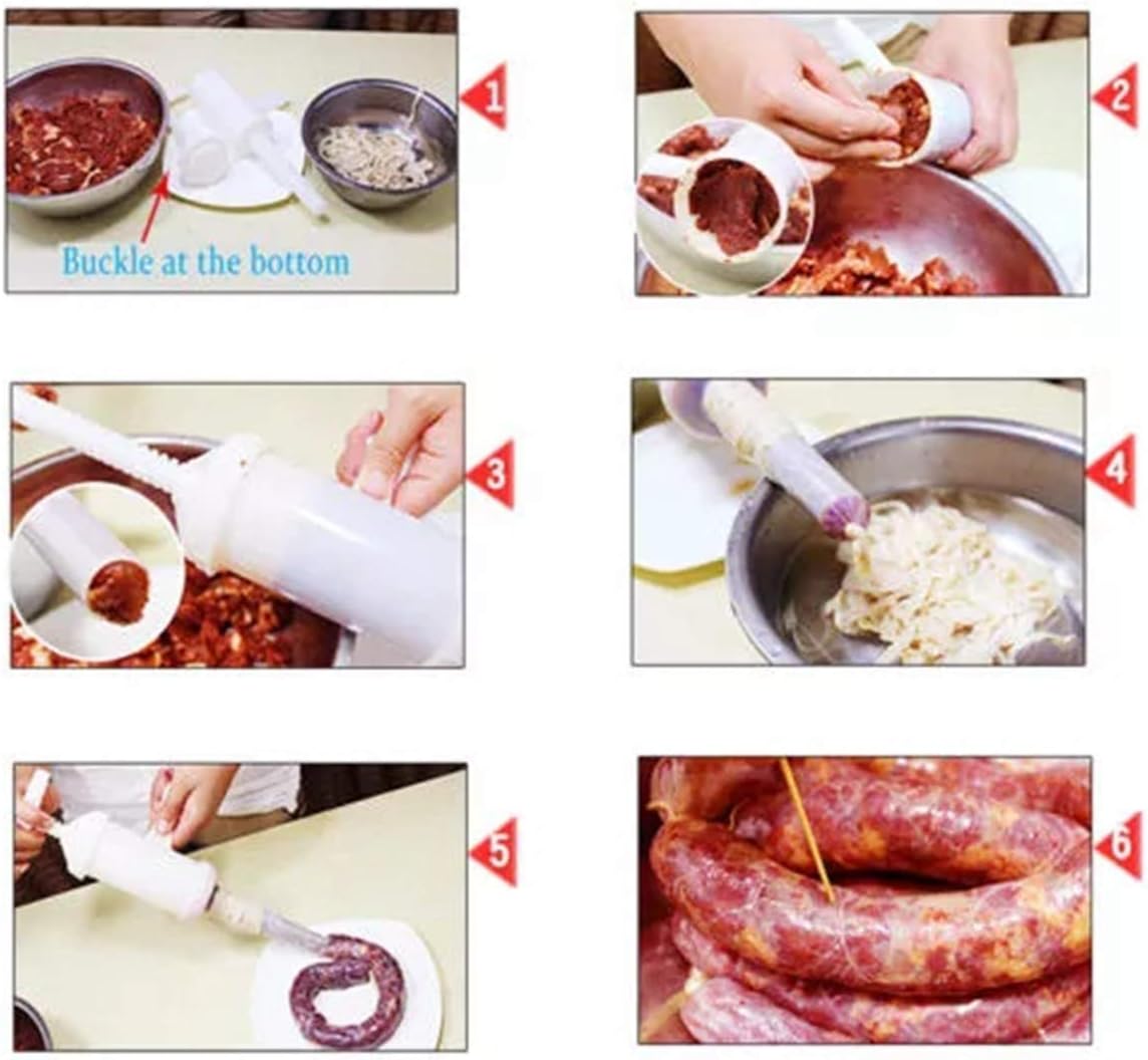 Food Grade Quality Manual Sausage Maker, Sausage Stuffer meat Filler Hand Operated Salami Maker(With 2 Funnel, 5/8