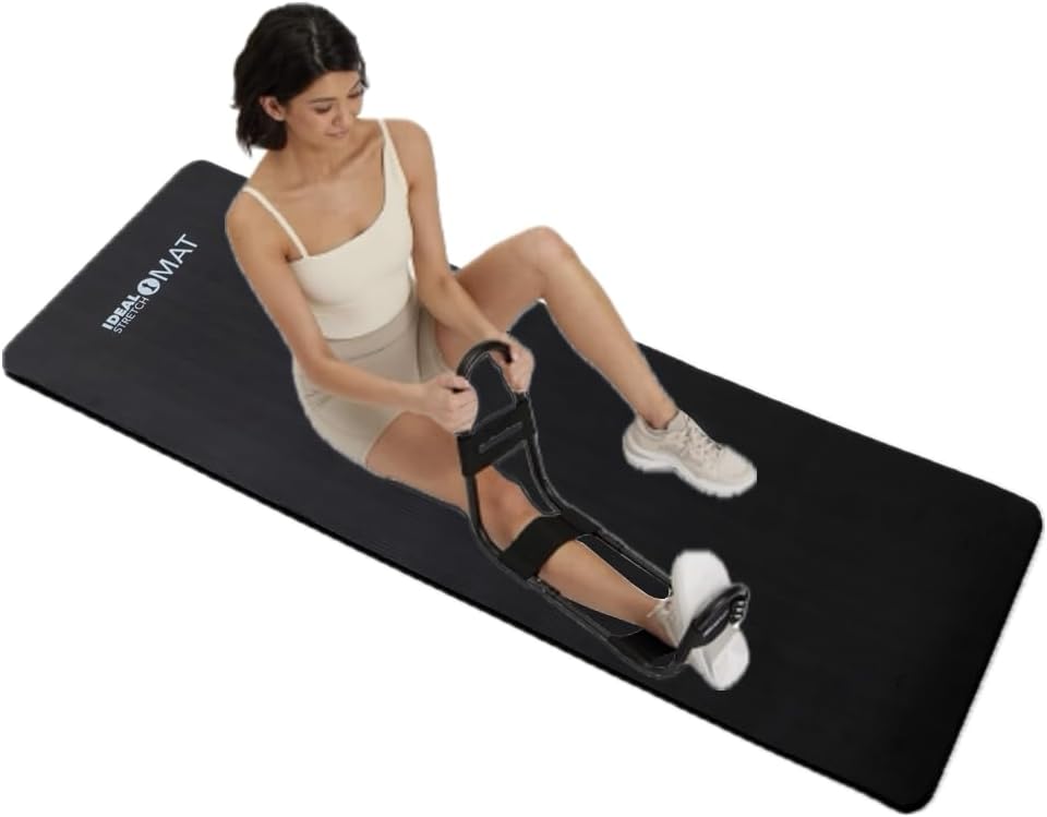 IdealStretch & Mat - The Ultimate Pain Relief & Enhanced Flexibility Bundle: Original Hamstring, Lower Back, & Calf Stretching Device Plus Premium 1-Inch Thick, Non-Slip, NBR Yoga & Exercise Mat