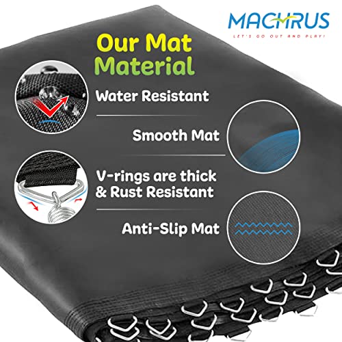 Machrus Upper Bounce Trampoline Replacement Mat 7.5FT 8FT 10FT 11FT 12FT 13FT 14FT 15FT 16FT 17FT with Sturdy V-Rings - Ultra Durable PP Mat with High Elasticity- UV & Water Resistant