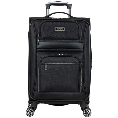 Kenneth Cole REACTION Rugged Roamer Lightweight Softside Expandable 8-Wheel Spinner Luggage, Black, 28-Inch Checked