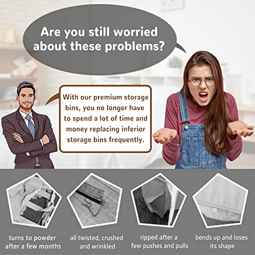 Posprica Storage Basket Bins,13×13 Foldable Storage Boxes Containers for Closet Organizer Shelf Cabinet Bookcase,Thick Fabric Drawer with Shimmer,4pcs,Brown