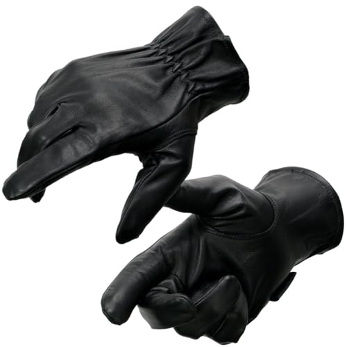 Milwaukee Leather MG7596 Men's Black ‘Cool-Tec’ Leather Motorcycle Rider Unlined Gloves W/Sinch Wrist Closure
