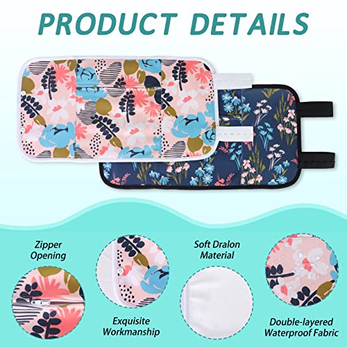 FunisFun 4PCS Castor Oil Pack for Breasts, Neck and Liver, Reusable Castor Oil Pack Wrap Compress with Adjustable Elastic Strap for Thyroid Liver Detox(Castor Oil Not Included), Blue Flower