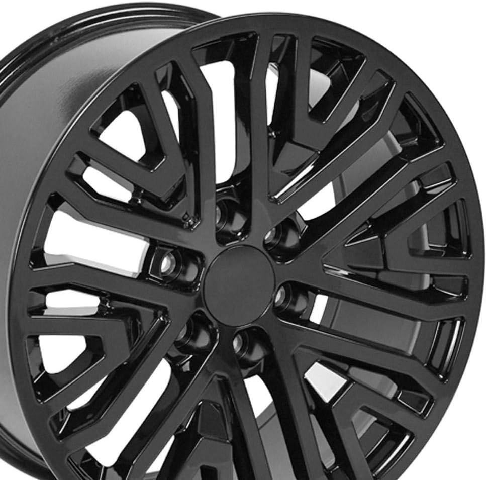 OE Wheels LLC 20 inch Rims Fits Silverado Suburban Tahoe Sierra Yukon Escalade 6x139.7 CV37 20x9 Black SET