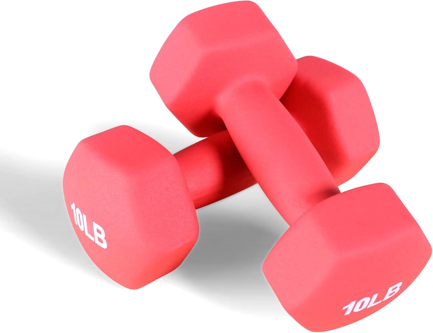 Signature Fitness Set of 2 Neoprene Dumbbell Hand Weights, Anti-Slip, Anti-roll, Hex Shape Colorful ((10-Pound Pair))