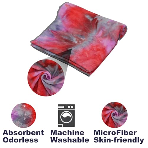 Yoga Towels,Non Slip Hot Yoga Towel Skidless Waffle Texture, 100% Absorbent Odorless Microfiber Yoga Blanket, Standard Sized 24 inchx72 inch Mat Towel,for Hot Yoga, Bikram, Pilates (purple&green)