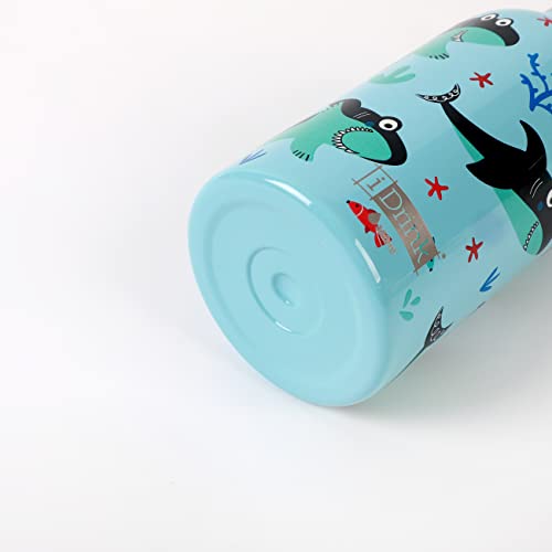 IDRINK® Revolutionary Kids’ Thermal Bottle, Double Walled, Stainless Steel, 350 ml Bottle Capacity (Shark)