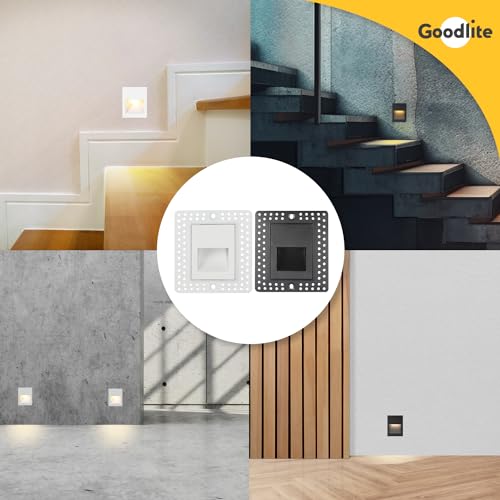 Goodlite Trimless Horizontal White LED Step Light, 3W, 110 Lumens - 5 Color Selectable 27k-30k-35k-41k-50k, Dimmable, Indoor/Outdoor, Wet Rated IP65, Fits Directly In Standard 2x4 J-Box, 1ct (G-48532)