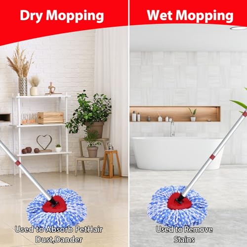 Spin Mop Replacement Head Compatible with O-Cedar EasyWring 1 Tank, 2 Microfiber Mop Refills, 30-58