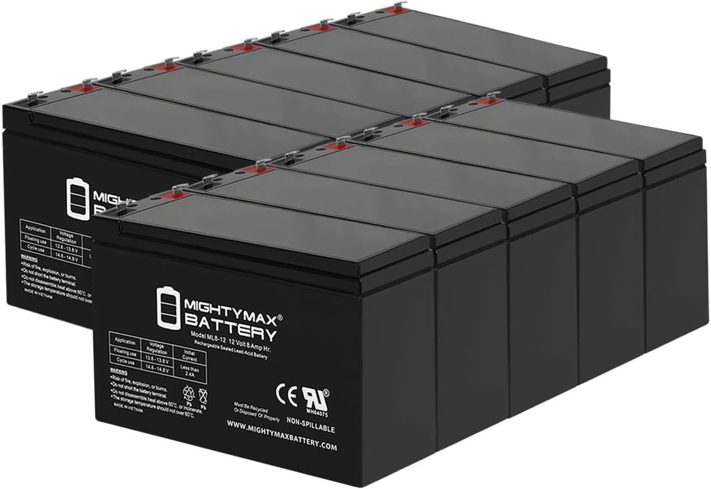 12V 8Ah Battery Replacement for APC Back-UPS Pro 1300/1500-10 Pack