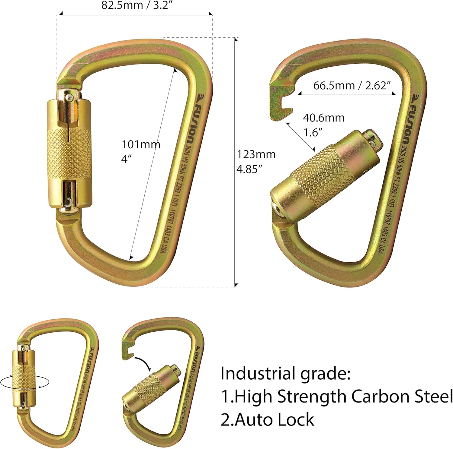 Madaco Mad Dog Roof Construction Fall Protection Heavy Duty Industrial Safety 6' Self Retractable Shock Pack Lanyard, Self Retracting Lifeline, snap hook SRL-9166
