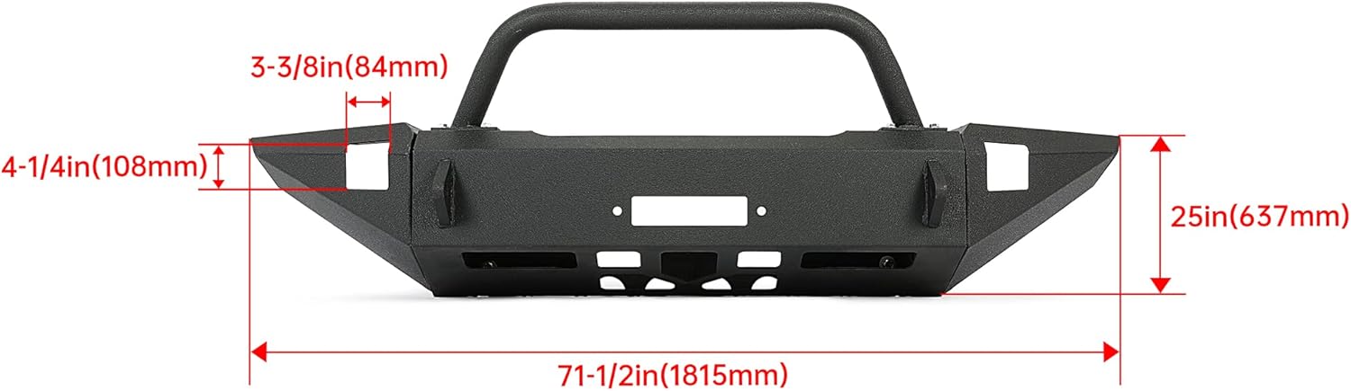KUAFU Off-Road Steel Front Bumper Compatible with 1997-2004 Dodge Dakota 1998-2003 Dodge Durango w/Bull Bar (2 Packages Shipment)