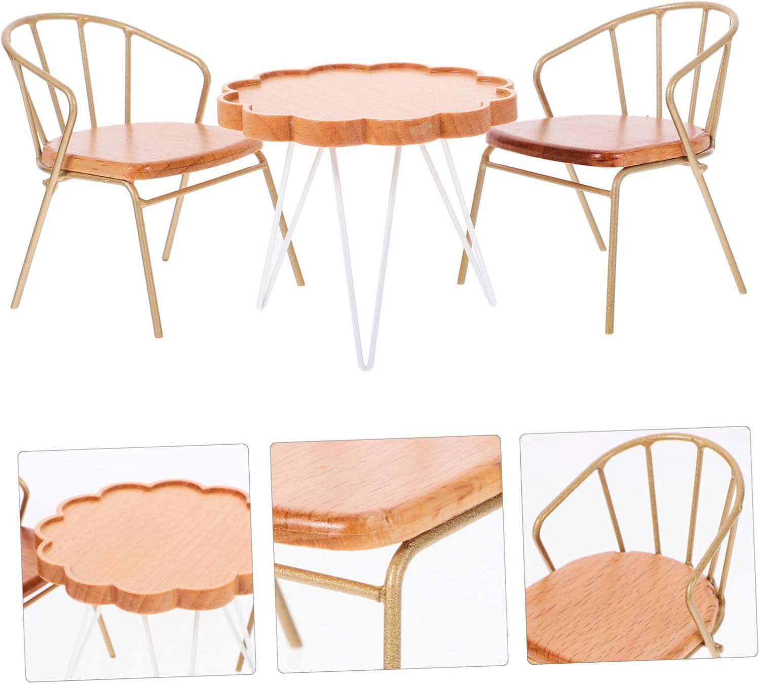 Vaguelly 1 Set Dollhouse Table and Chairs Miniature Dining Table Miniature Table and Chairs Miniature Patio Bistro Furniture Mini Dining Table Picnic Chair Coffee Metal Furniture Set