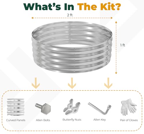 Utopia Home 2x2x1ft (2 Pack) Galvanized Raised Garden Bed, Round Metal Planter Box Small 2 ft Diameter, Deep Raised Garden Beds Outdoor Metal Raised Bed for Gardening Vegetables & Flowers
